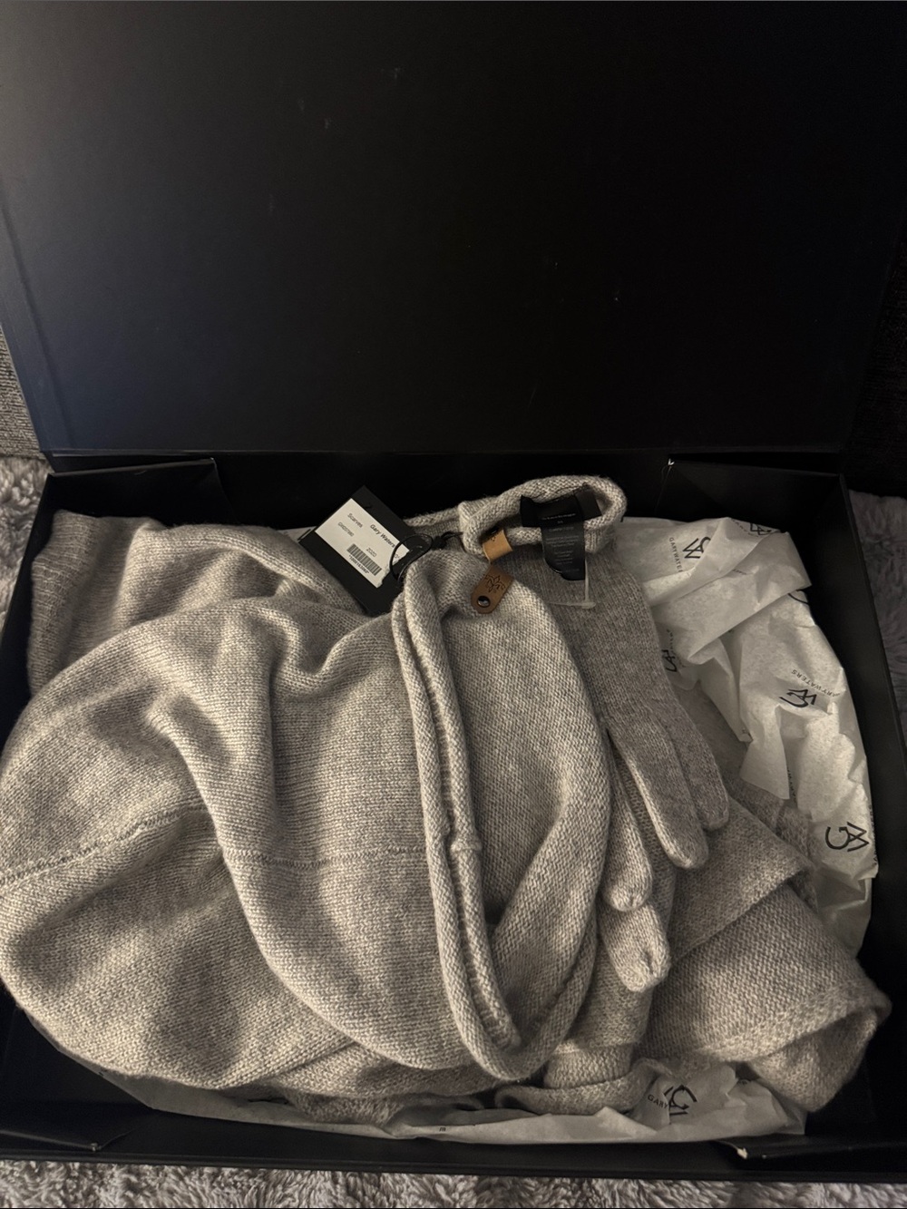 Mackage Light Gray Knit Glove and Scarf Set